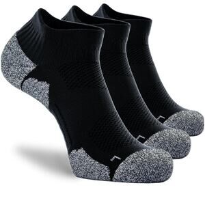 CWVLC Unisex Cushioned Compression Athletic Ankle Socks 3-pairs Black Size XL